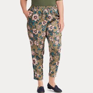 NWT Lauren Ralph Lauren floral pull on pants in Farm Olive